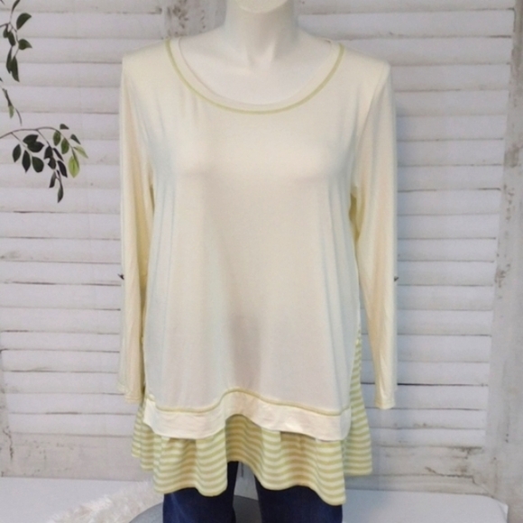 Matilda Jane Cream with Green Stripe Adjustable Tunic, Size XL - Picture 2 of 10
